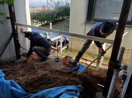 竹垣支柱設置